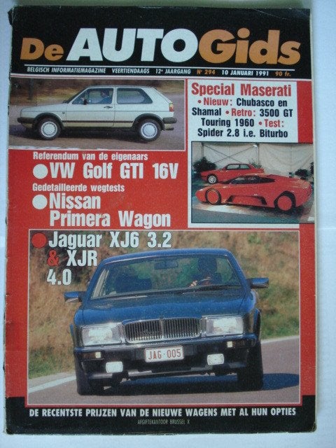 AutoGids 294 Jaguar XJ6 XJR VW Golf GTI Maserati Spider Sham, Verzenden, Gelezen, Algemeen