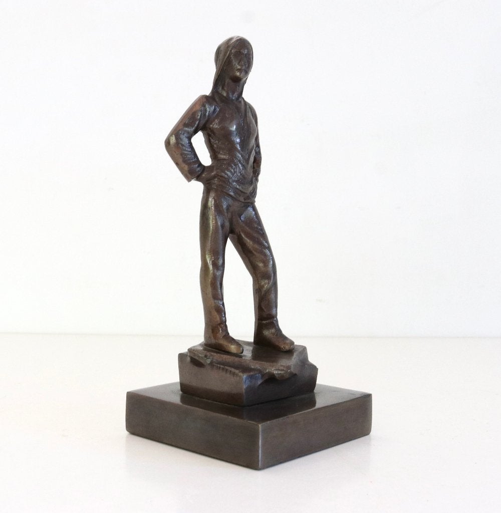 Vintage bronzen beeld - Buildrager havenarbeiders Antwerpen., Ophalen of Verzenden, Brons