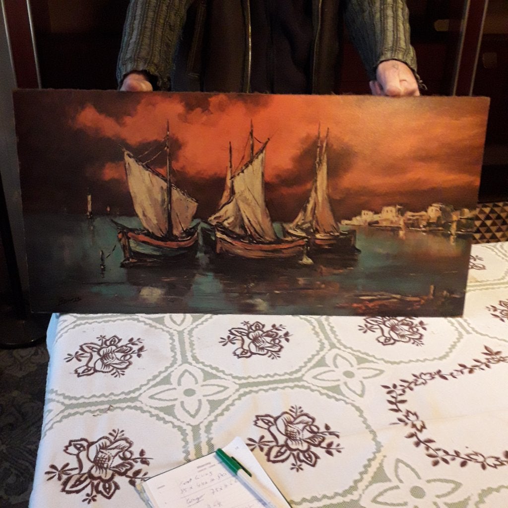 kader met boten, Enlèvement, 75 à 100 cm, Peinture, 5 – 50