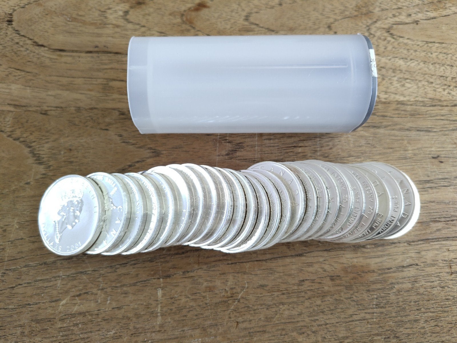 1 Oz zilver tube maple leaf 2001, Postzegels en Munten, Ophalen of Verzenden, Zilver