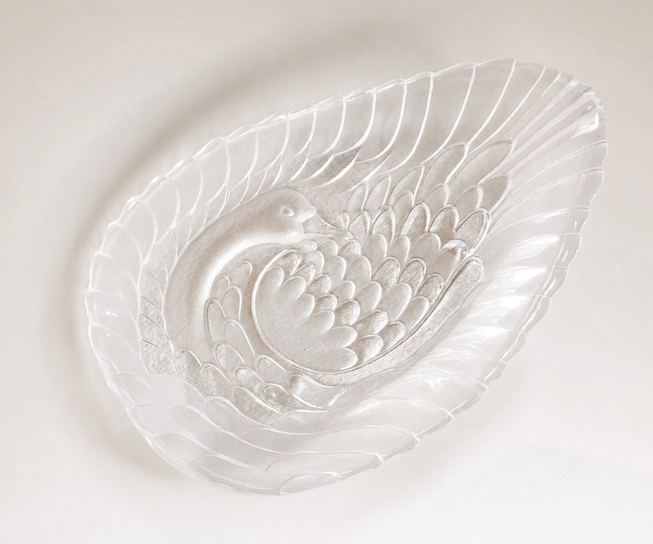 Set van 2 decoratieve glazen schalen - zwaan en blad, Antiek en Kunst, Antiek | Glaswerk en Kristal, Ophalen