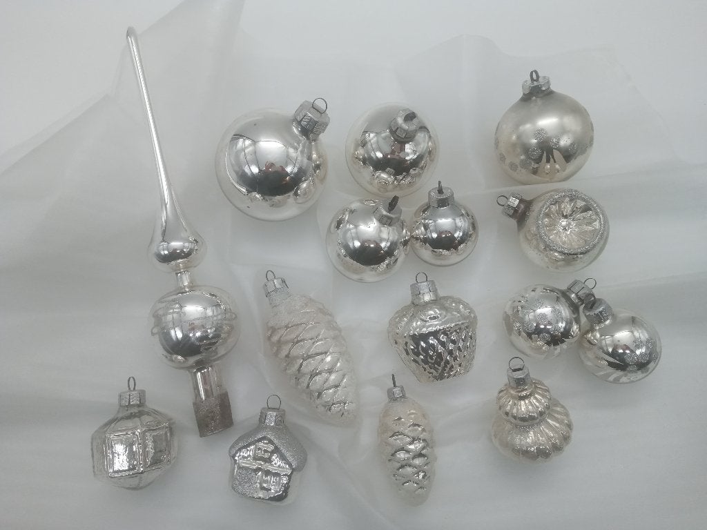 Mooie vintage zilveren kerstballen - GDR -, Ophalen of Verzenden, Gebruikt