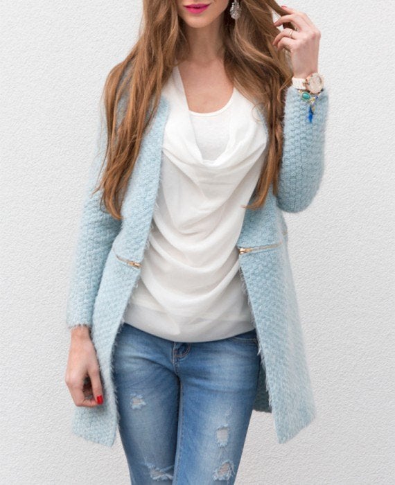 Lichtblauwe lange trui van Jubylee - Maat small/medium, Ophalen of Verzenden, Blauw