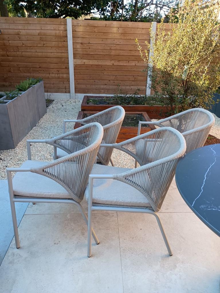 4 tuinstoelen, Enlèvement, Comme neuf, Aluminium, Empilable
