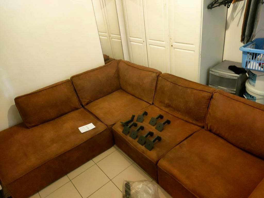 Canapés d'angle cuir brossé 190 eur, Maison & Meubles, Enlèvement ou Envoi, Cuir