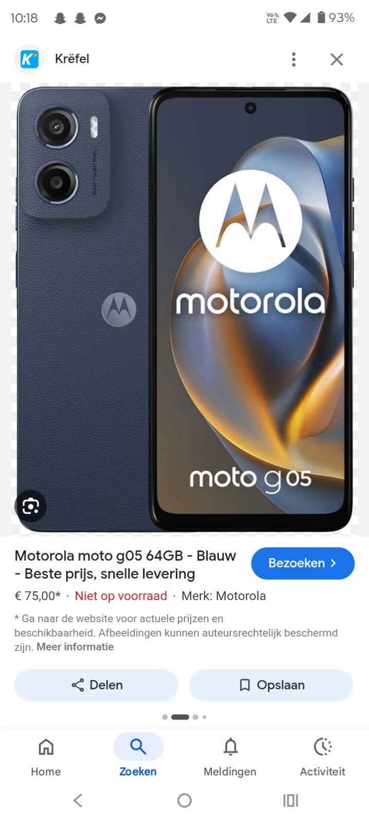 Motorola g05 64gb blauw, Télécoms, Téléphonie mobile | Motorola, Avec simlock (verrouillage SIM), Classique ou Candybar, 3 à 6 mégapixels