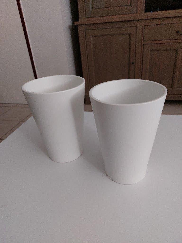 set 2 sierpotten wit Ikea papaja in aardewerk, Moins de 25 cm, Comme neuf, Enlèvement, Intérieur