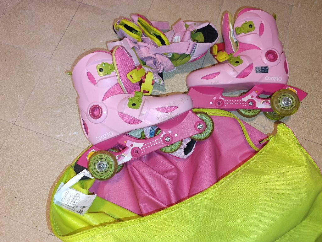 Set rolschaatsen/rolschaatsen voor meisjes, Sport en Fitness, Ophalen, Bescherming