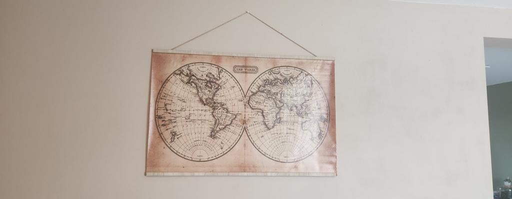 wanddecoratie - een vintage wereldkaart canvas, Vintage, Enlèvement