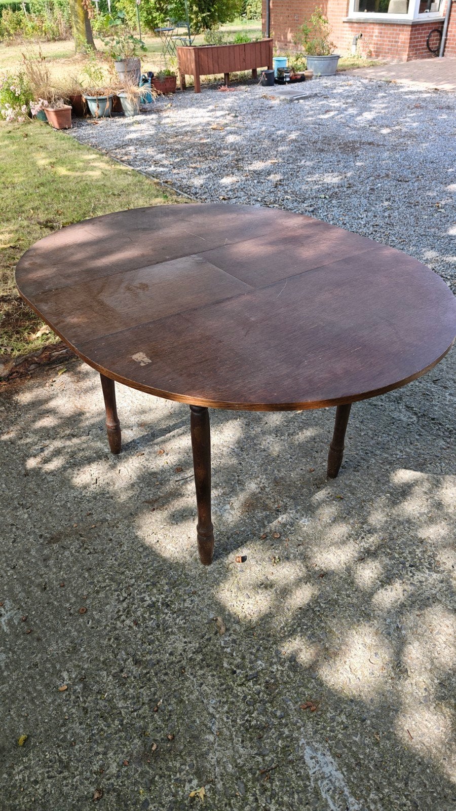 vintage uittrekbare ronde of ovaal tafel hout, Ophalen, Ovaal