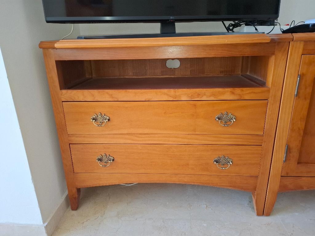 Rechthoekig dressoir van massief hout - 1 nis en 3 laden, Ophalen, Minder dan 50 cm, Gebruikt, 3 of 4 laden