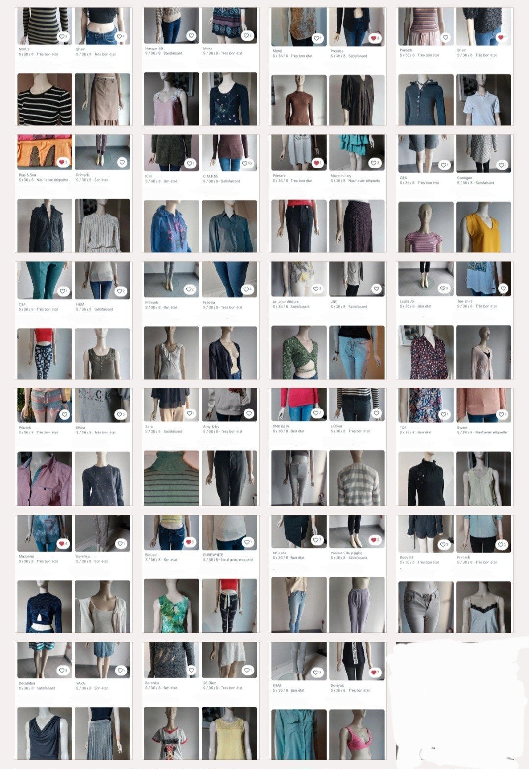 92 pièces Taille S, Enlèvement ou Envoi