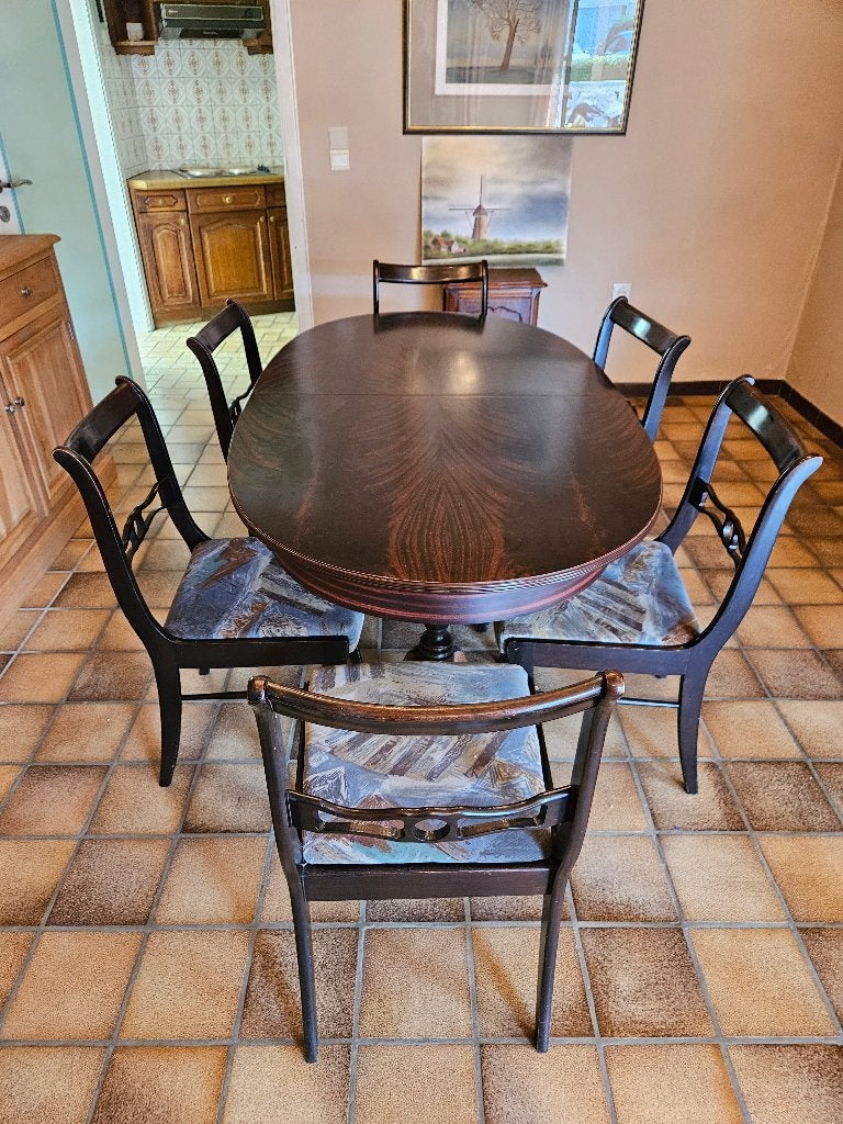 Eettafel met 6 stoelen, Huis en Inrichting, Ophalen, Gebruikt, 50 tot 100 cm, Vijf personen of meer