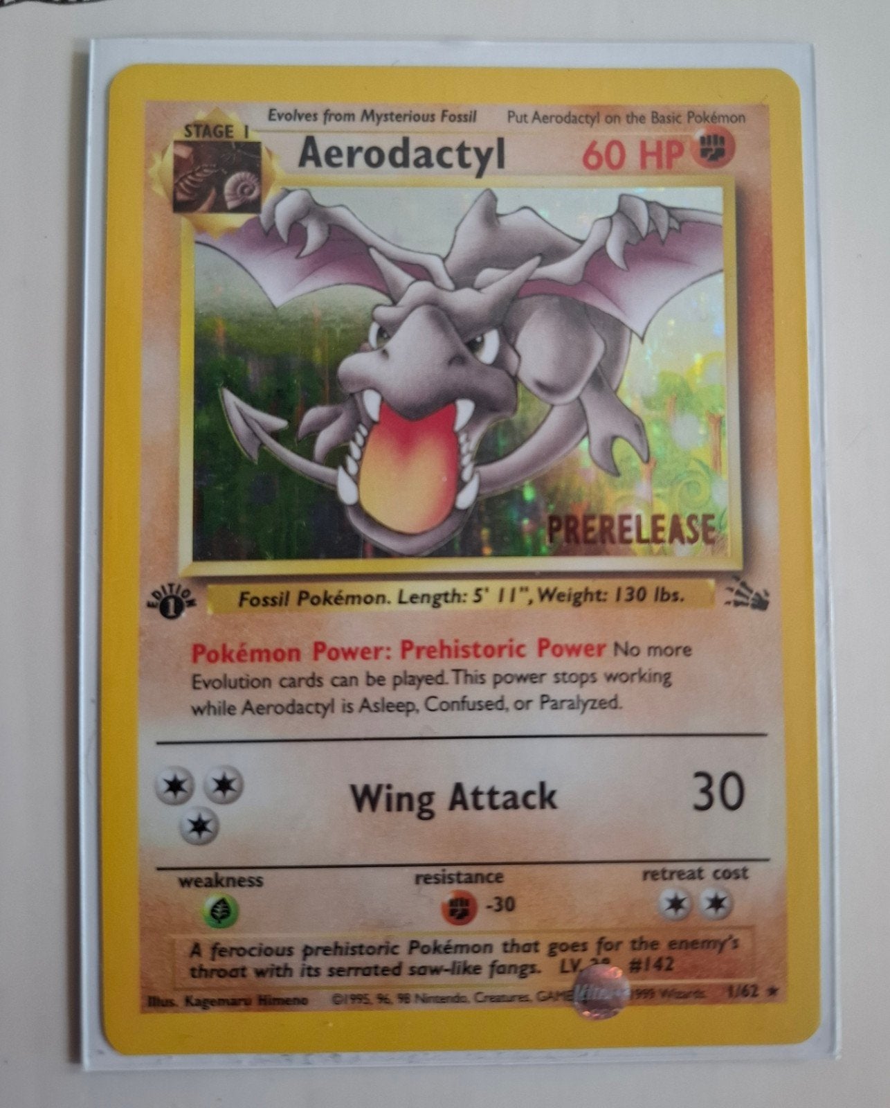 Carte Pokemon Aerodactyl 1ère édition, Enlèvement