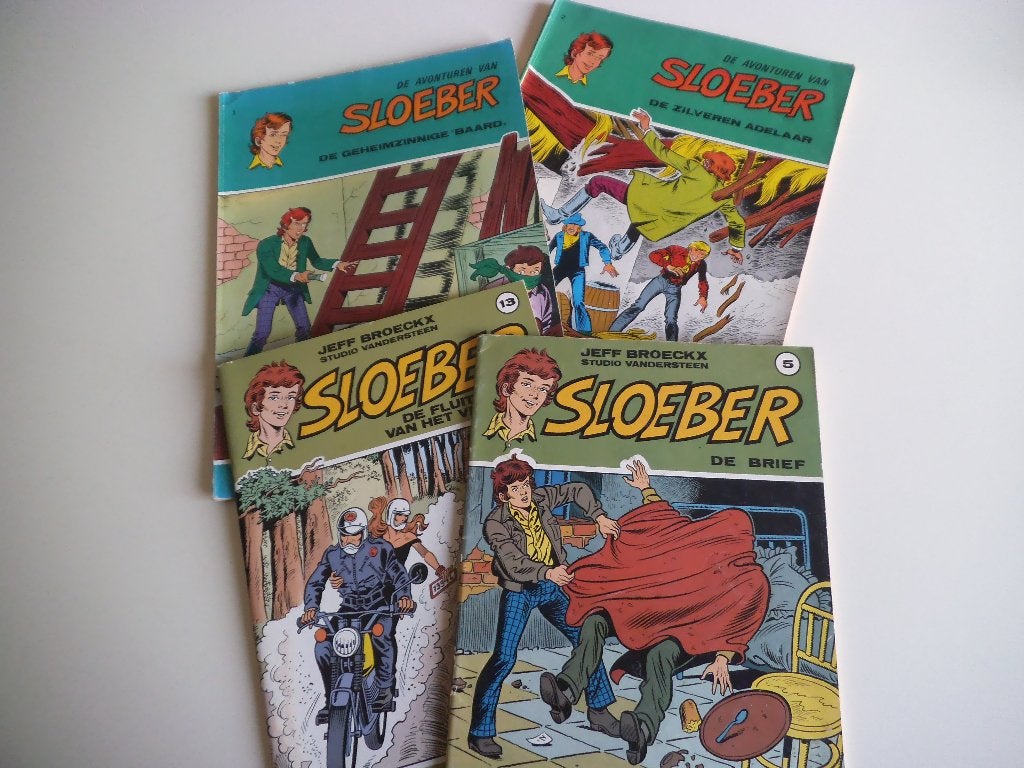 Sloeber lot van 4 albums, Meerdere stripboeken, Ophalen of Verzenden, Gelezen, Jeff Broeckx.