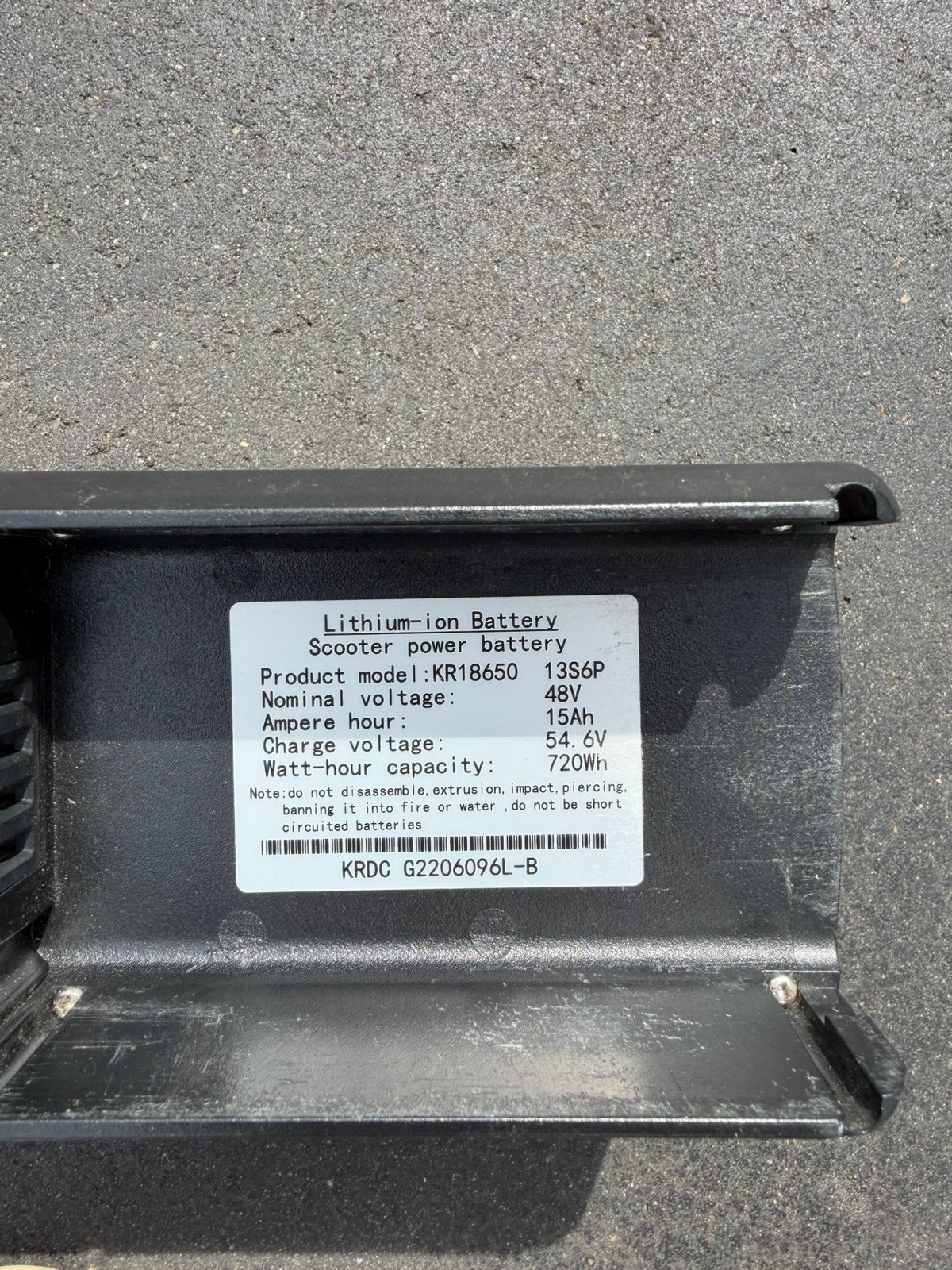48V 15Ah / 720Wh Lithium-ion accu – OUXI V8 e.a., Gebruikt