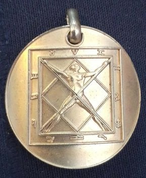 pendentif pentacle d'agrippa, Ophalen of Verzenden, Zo goed als nieuw, Overige materialen, Kruis of Symbool