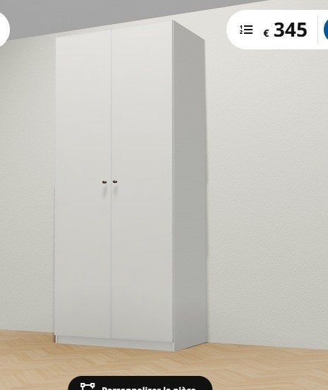 armoire Pax 100x58x236 cm Ikea blanche 2 portes, Maison & Meubles, Armoires | Penderies & Garde-robes, Enlèvement