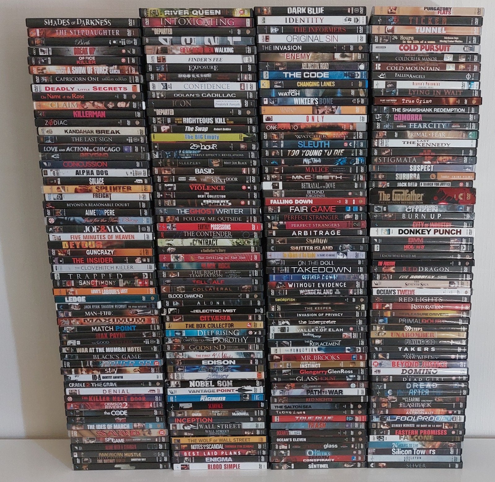 250 dvd's thriller/misdaad 0,50 €/stuk - 10+2 gratis, Ophalen, Nederlands, Actiethriller, Gebruikt