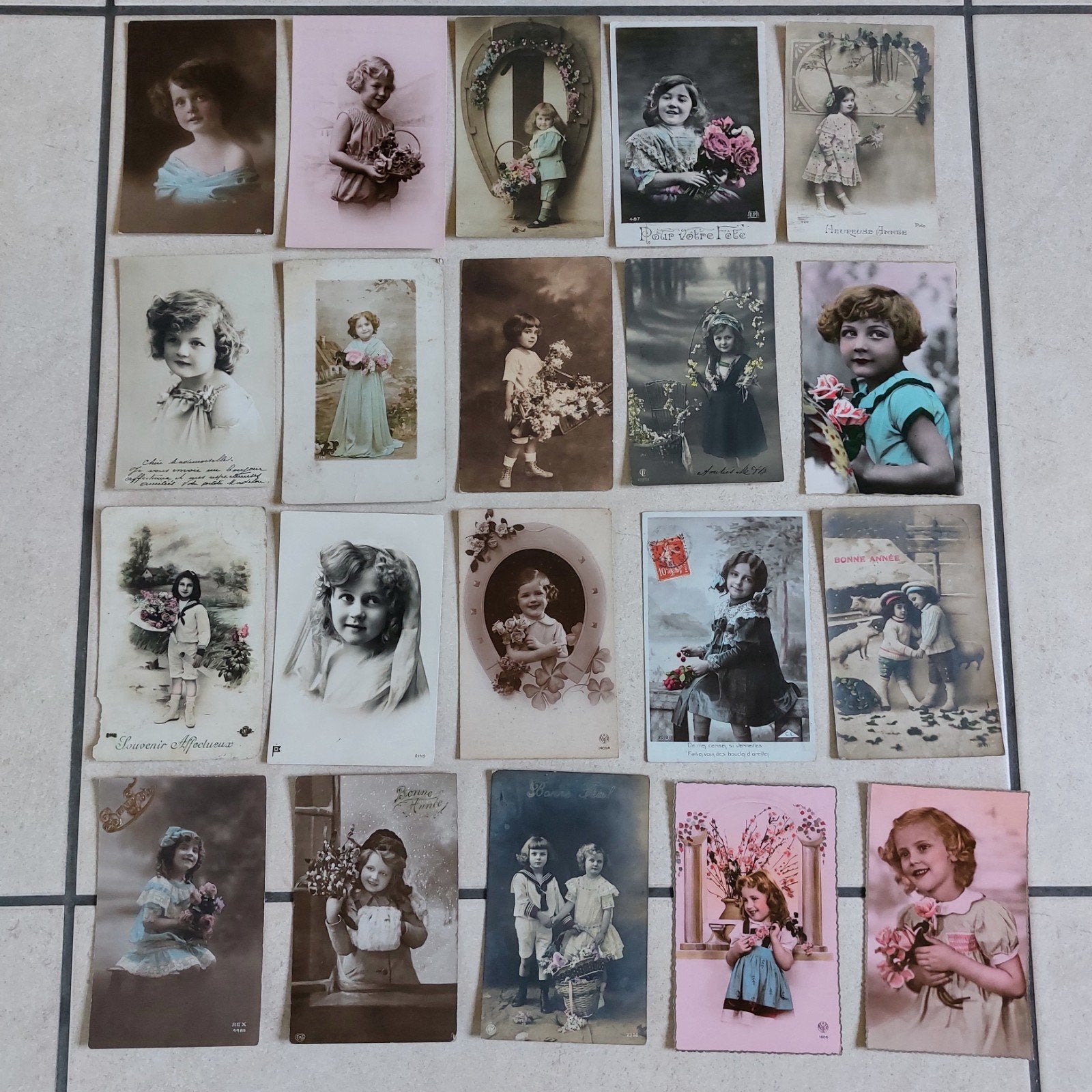 Mooi lot oude fantasiekaartjes : kinderen, Envoi, Enfants