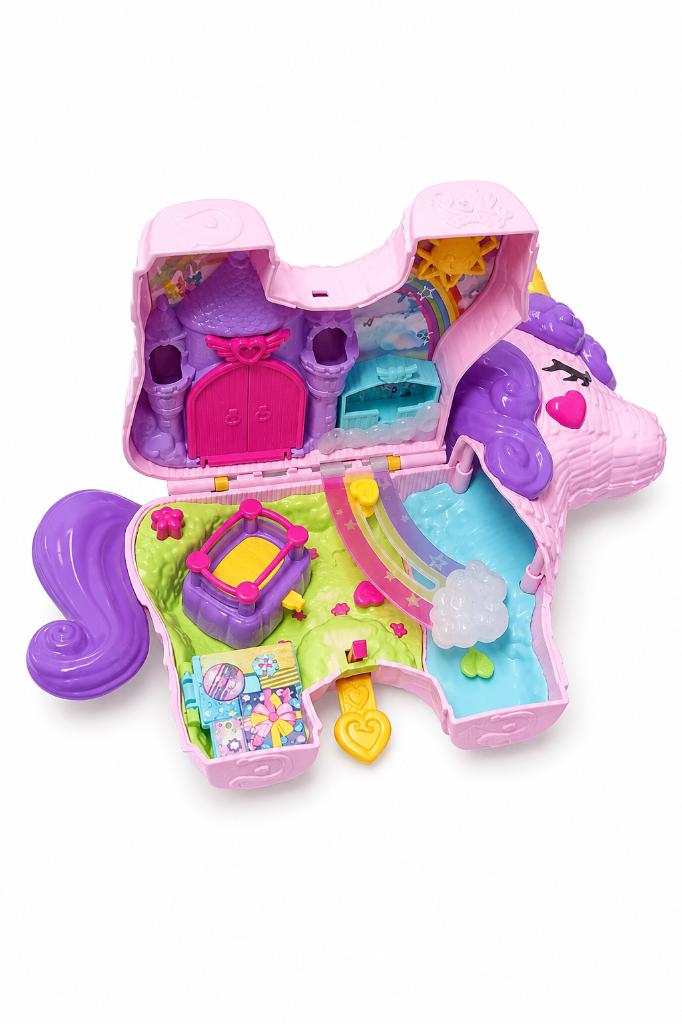 Polly Pocket Unicorn Party eenhoorn speelset / compact, Kinderen en Baby's, Ophalen, Gebruikt, Poppenhuis