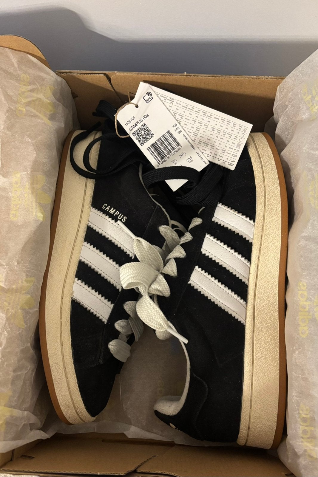 Adidas campus noir/blanc, Enlèvement ou Envoi, Sneakers et Baskets, Comme neuf, Noir
