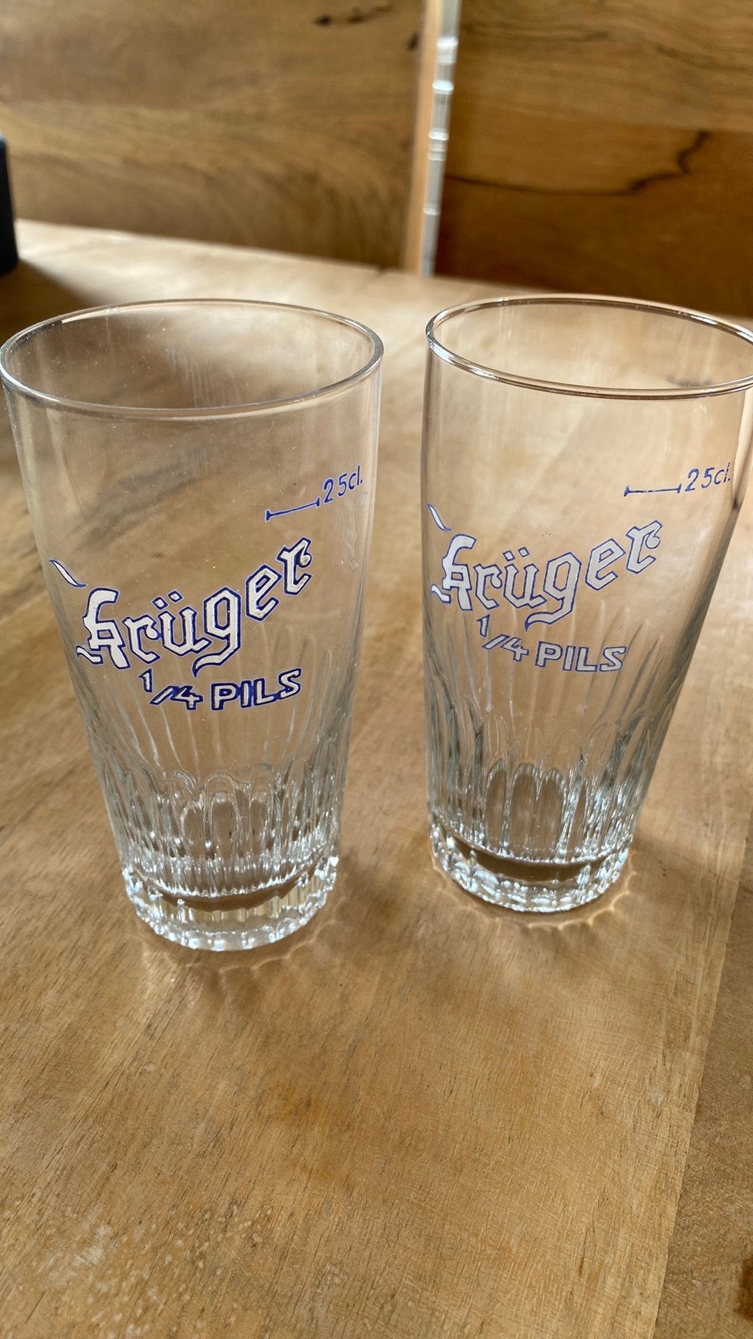 Kruger glas emaille 3 stuks, Ophalen of Verzenden, Zo goed als nieuw, Bierglas