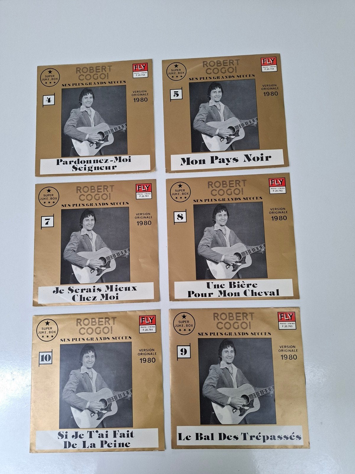 Lot de 6 singles Robert Cogoi. Réenregistrements de Fly 1980, CD & DVD, Vinyles Singles, Enlèvement ou Envoi, Comme neuf, Autres genres