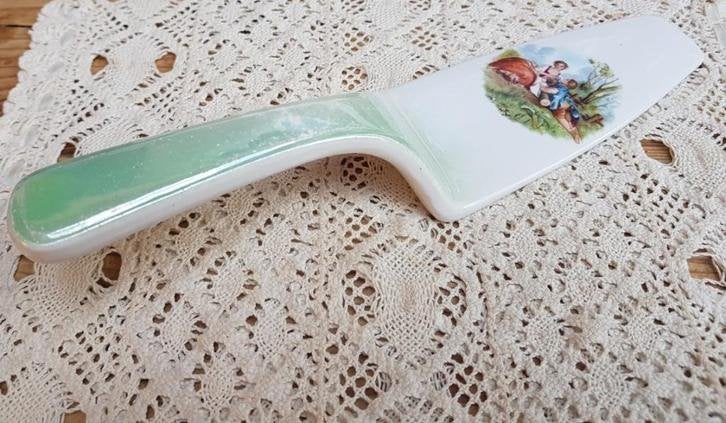 Keramieke Franse brocante taartschep met barok afbeelding, Antiek en Kunst, Ophalen of Verzenden
