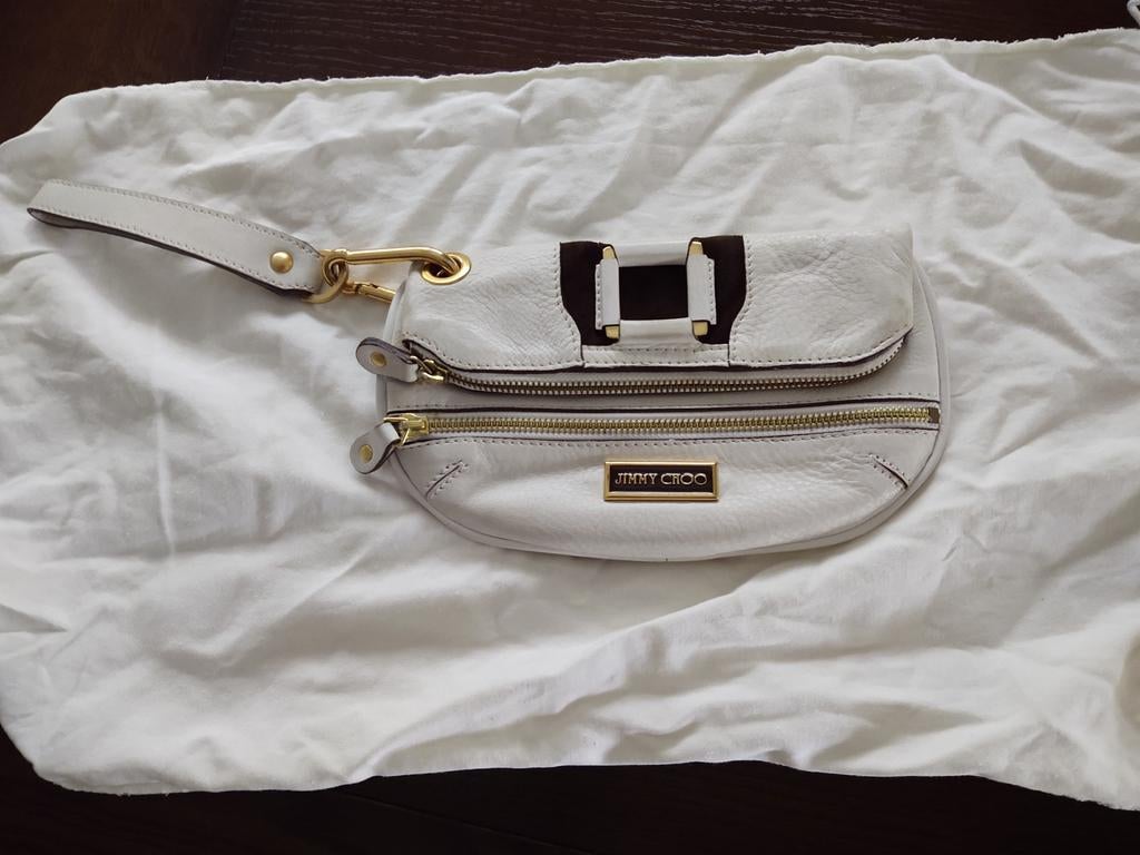 Jimmy Choo vintage clutch., Handtassen en Accessoires, Tassen | Damestassen, Ophalen of Verzenden, Gebruikt, Wit, Avondtasje