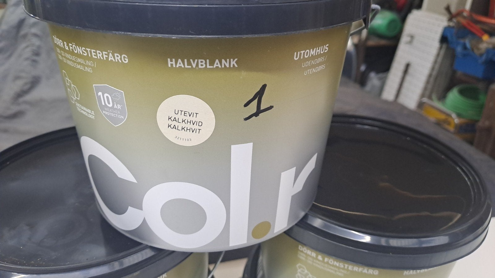 Houtverf satin kalkwit 3 Liter 9€ buiten kwaliteit, Ophalen, Wit, Nieuw, 20 liter of meer