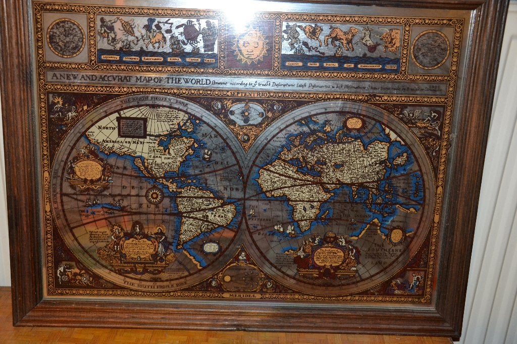mercator spiegel oude wereldkaart, Antiek en Kunst, Ophalen