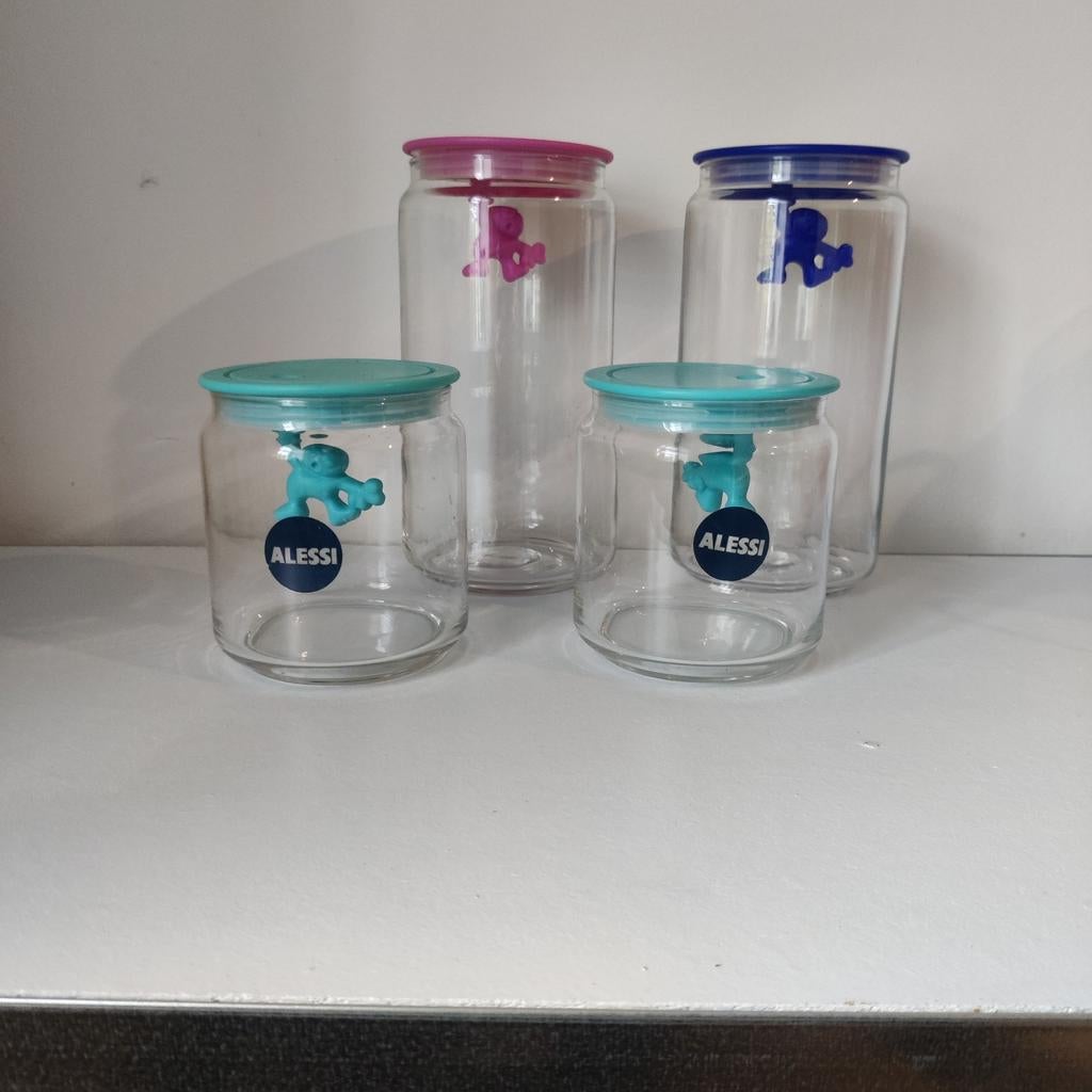 Alessi Gianni voorraadpotten 4 stuks, Ophalen, Blauw
