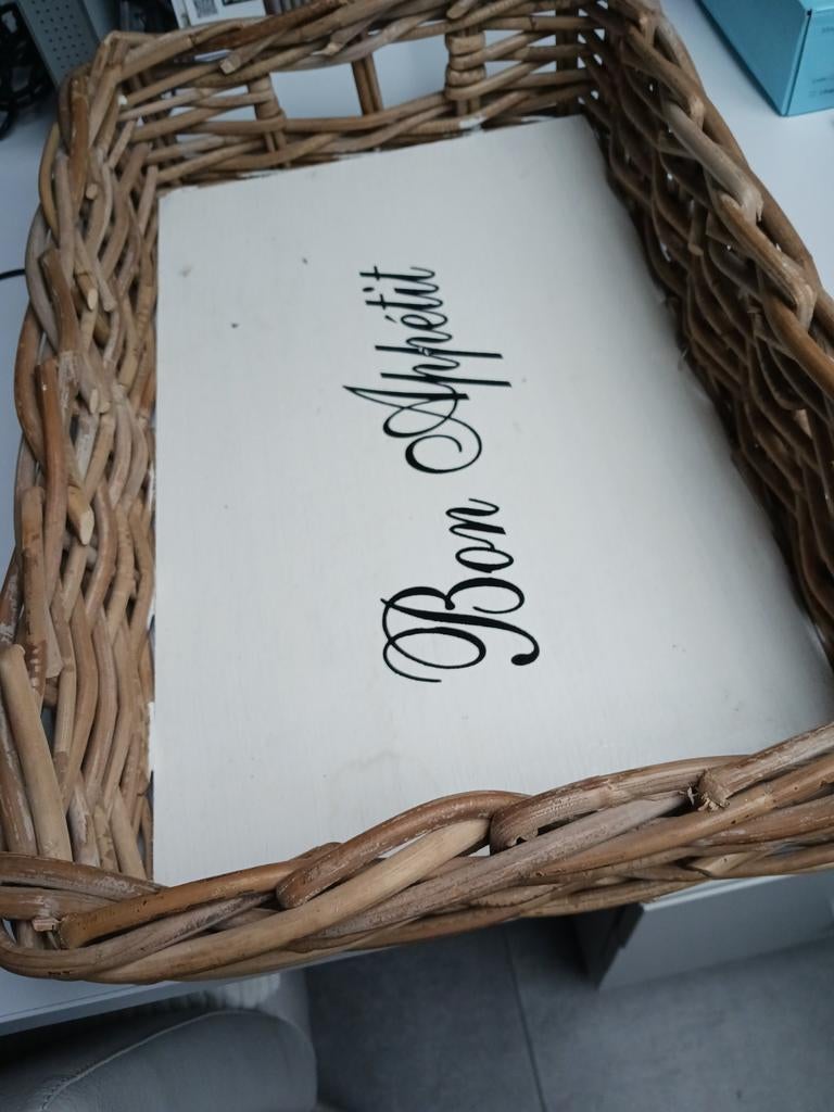 Rieten dienblad te koop., Huis en Inrichting, Ophalen, Zo goed als nieuw, Rechthoekig
