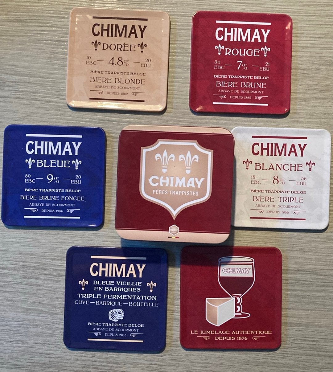 6 Chimay onderzetters in doosje, Ophalen of Verzenden