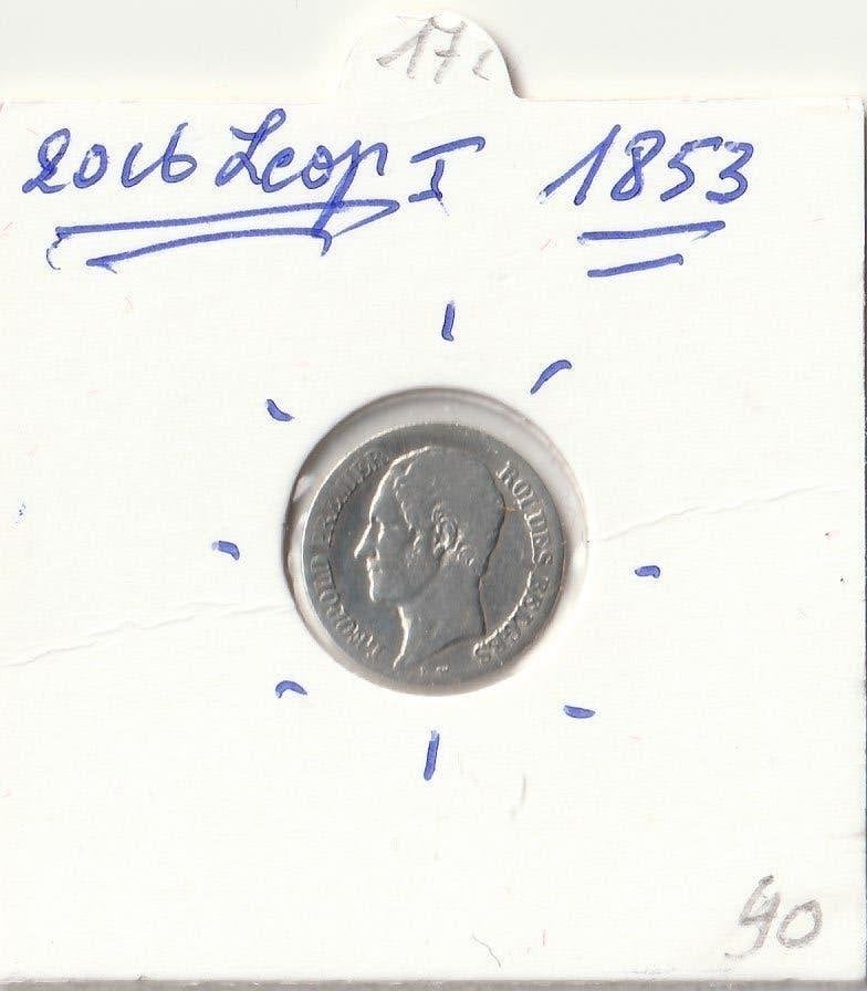 20 CENTIEM 1853 LEOPOLD 1, Ophalen of Verzenden, Zilver