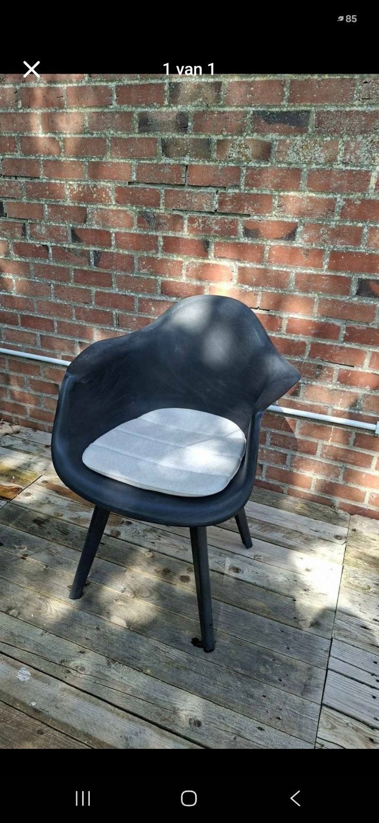 Zwarte tuinstoelen met kussen, Tuin en Terras, Ophalen