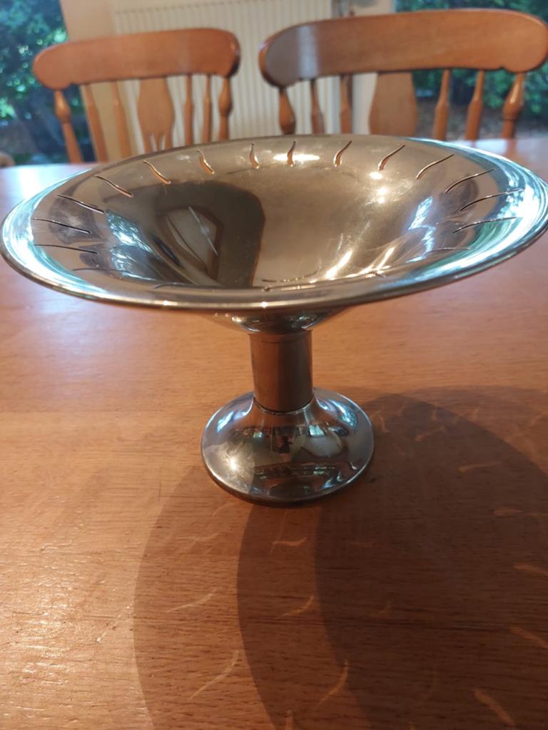 Silver plated/kom op voet/antiek, Ophalen of Verzenden