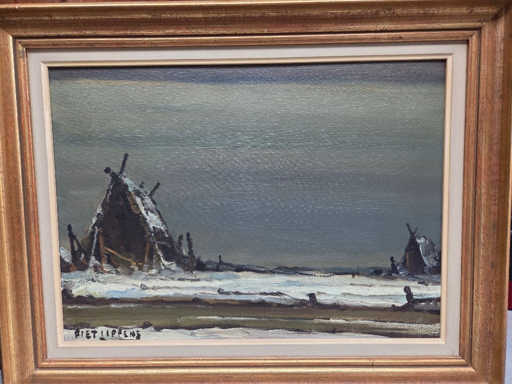 Piet Lippens : peinture « Hiver », artiste gantois, Antiquités & Art, Peinture à l'huile, Enlèvement ou Envoi, Autres matériaux