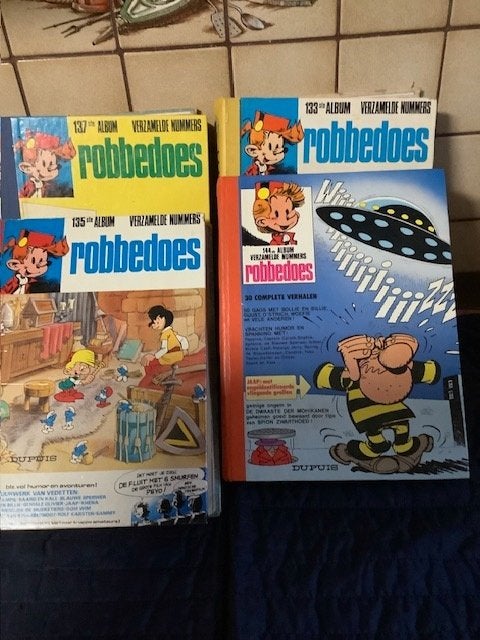 4 strips Robbedoes verzamelde nummers 133-135-137-144, Meerdere stripboeken, Ophalen of Verzenden, Gelezen, Dupuis