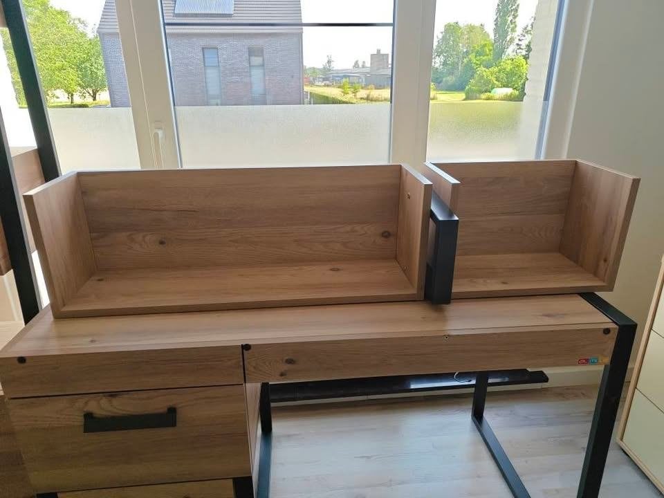 Complete bureauset - Bureau + boekenkast + wandplank, Ophalen, Gebruikt