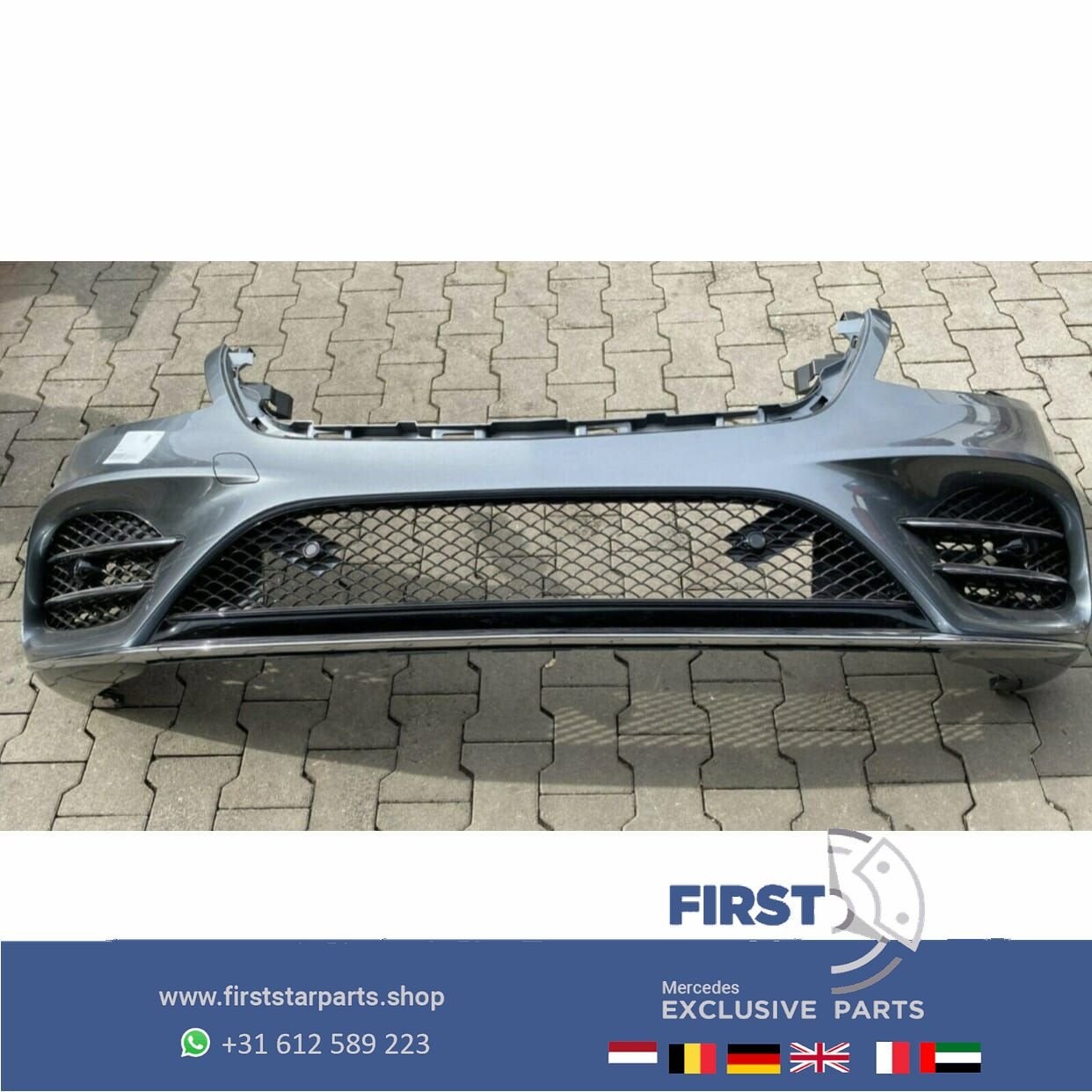 W222 AMG FACELIFT VOORBUMPER COMPLEET GRIJS Mercedes S Klass, Utilisé, -, -, Enlèvement ou Envoi