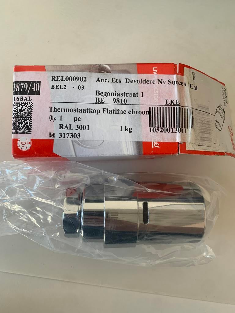 Thermostaatkop flatline chroom danfoss, Ophalen of Verzenden, Nieuw