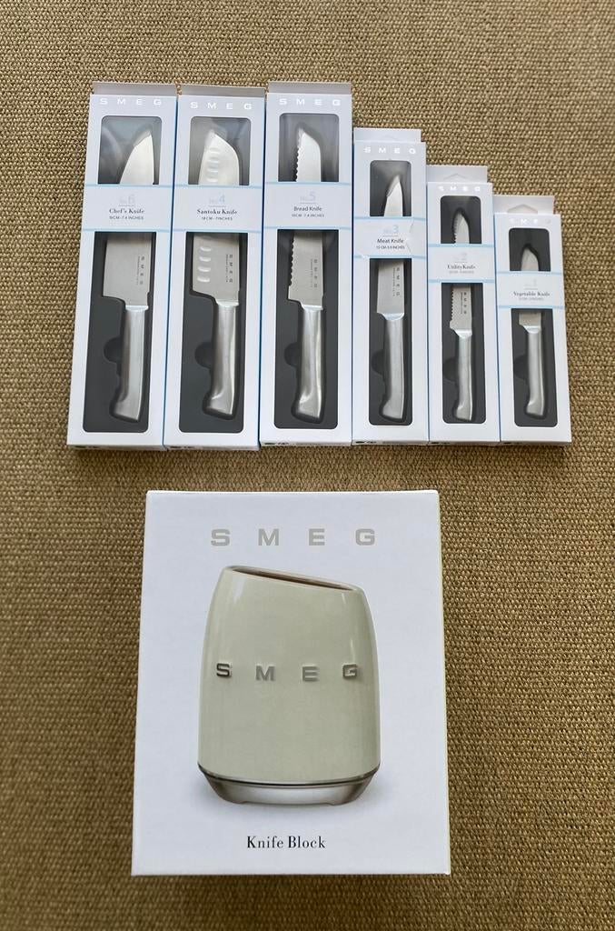 Smeg messenblok + set van 6 messen, Ophalen of Verzenden, Nieuw, Inox of Chroom, Bestekset