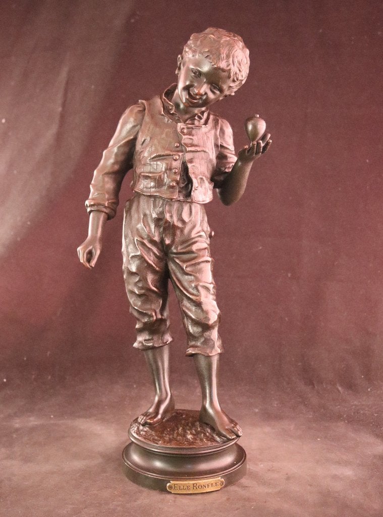Statue en bronze du XIXe siècle représentant un garçon, Antiquités & Art, Enlèvement ou Envoi, Statue