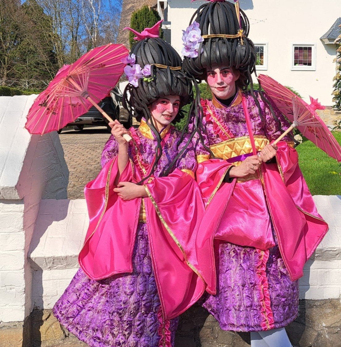 Japanse carnavalskleding 25 st kostuum+pruik, Ophalen, Zo goed als nieuw, Kostuum