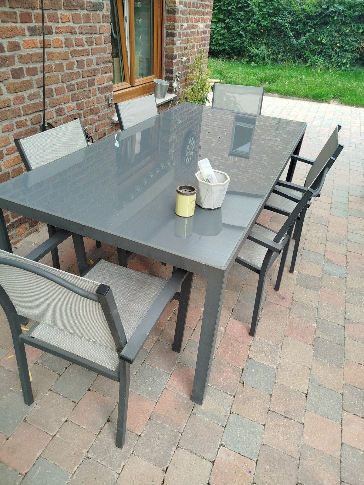 table de jardin + 6 chaises, Jardin & Terrasse, Table à dinner, Aluminium, Enlèvement, Utilisé