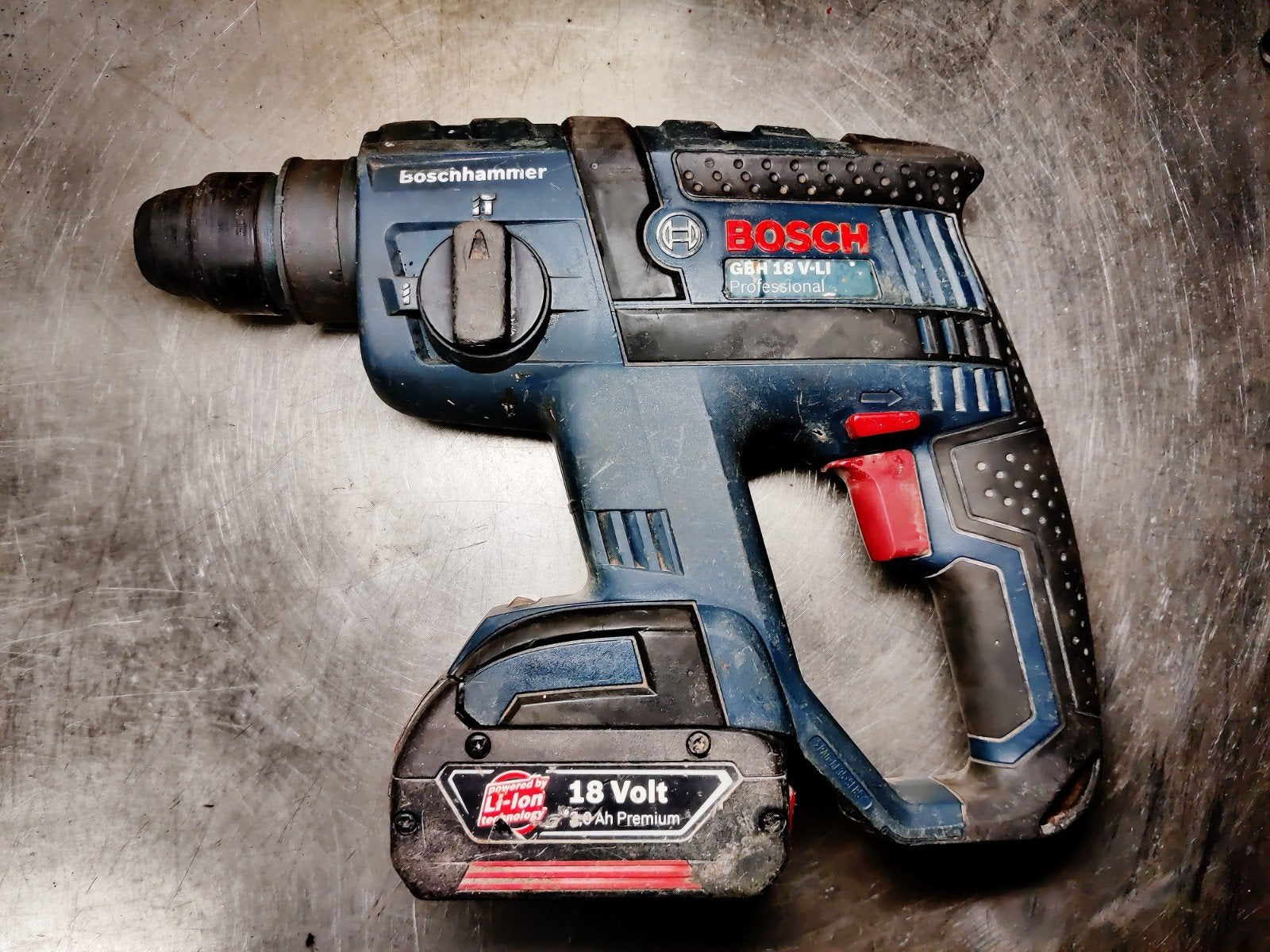 Bosch GBH 18 V-LI boorhamer + accu, lader & L-Boxx, Ophalen of Verzenden, Gebruikt, Boormachine, Klopboormechanisme