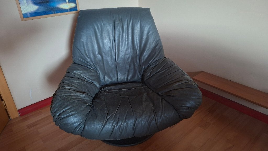 Kunstlederen draaiauteuil, Huis en Inrichting, Ophalen, Gebruikt, 75 tot 100 cm, 75 tot 100 cm