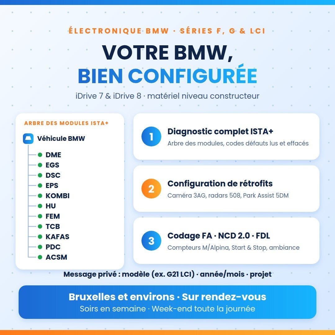 Diagnostic & Codage Options / Rétrofit BMW (Séries F, G,LCI), Autos : Divers, Enlèvement